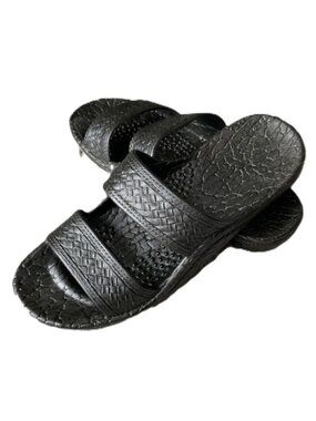 PALI Hawaii Strappy Black Classic Slides Sandals Double Strap Womens Size 7
